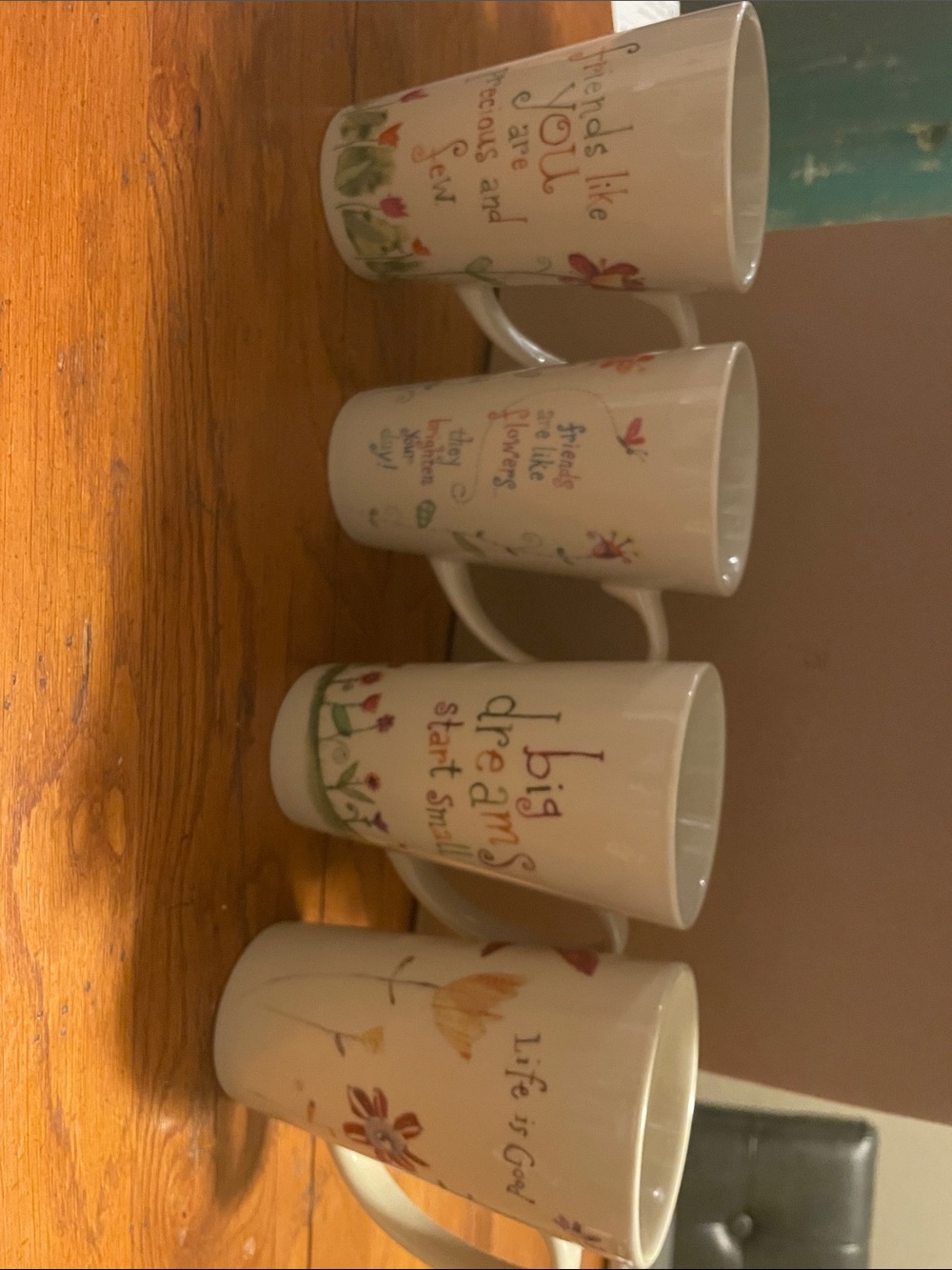 Set of 4 Natural Life White Inspirational Ceramic Mugs